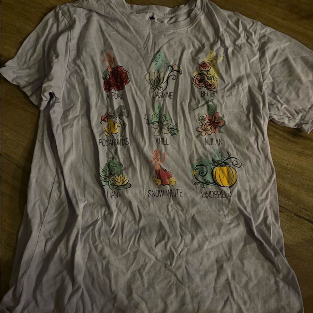 Disney Floral Princess Short Sleeve Tee - White